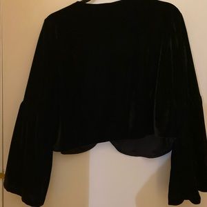 Black velvet jacket with bell sleeves